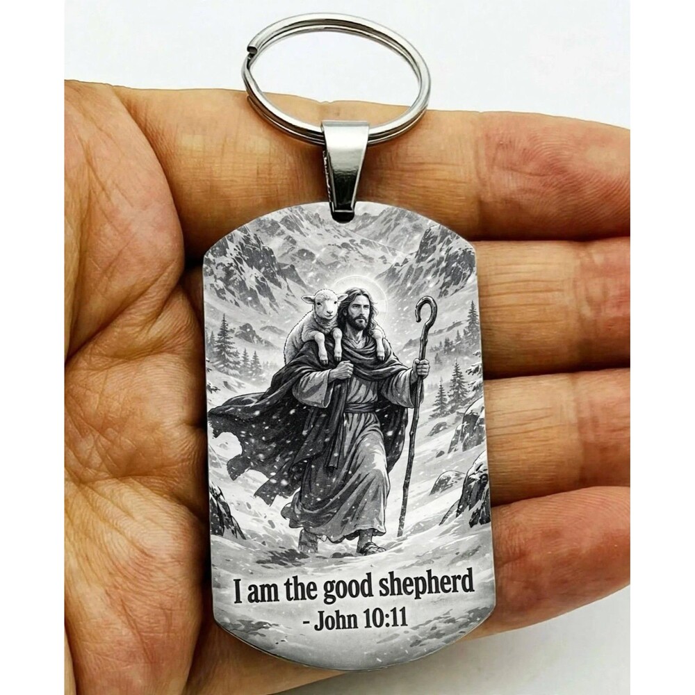 John 10 : 11 God Lord Jesus Christ Stainless Keychain Reminder Faith Believe